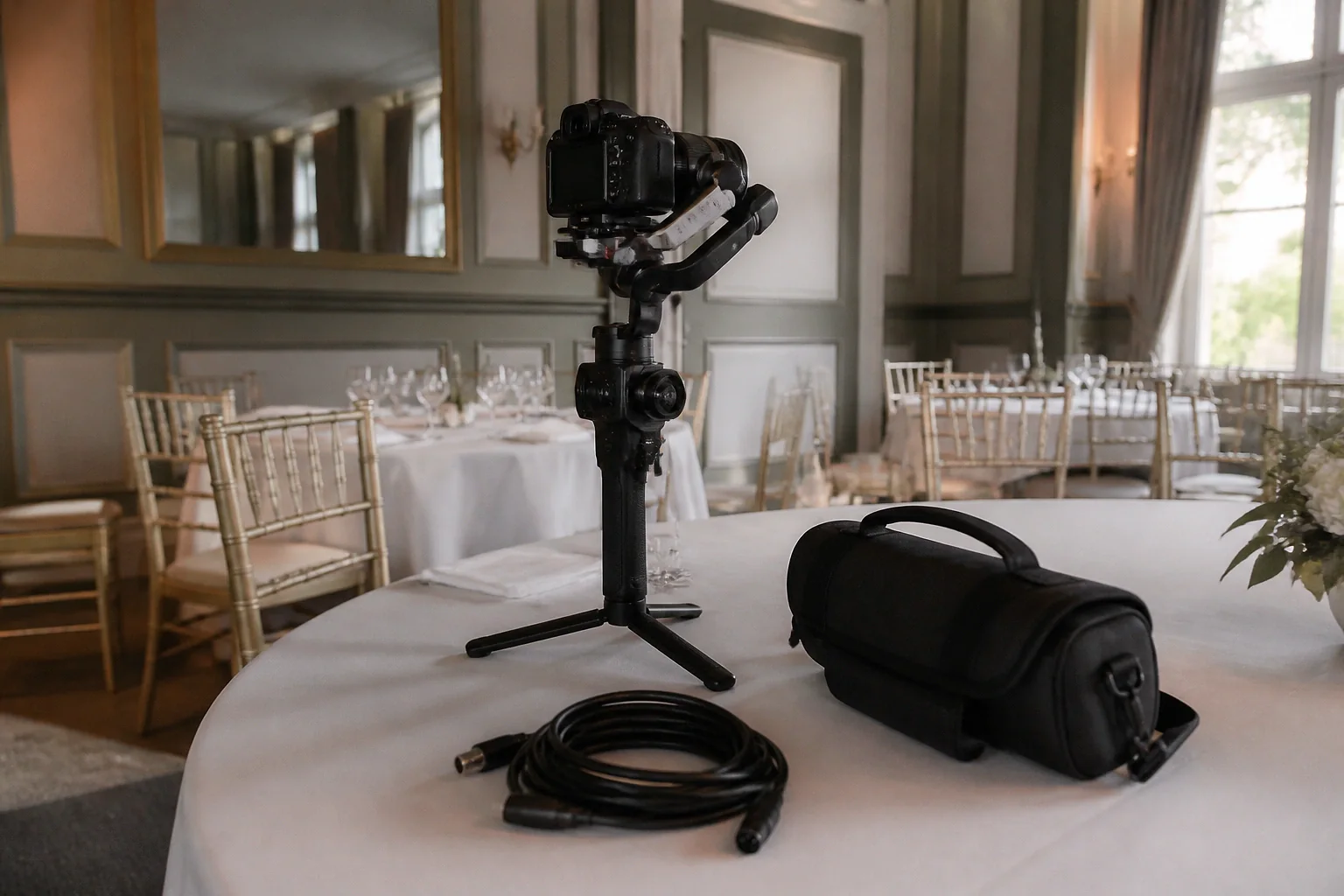 Matériel de tournage pour un film de mariage — illustration générée par IA