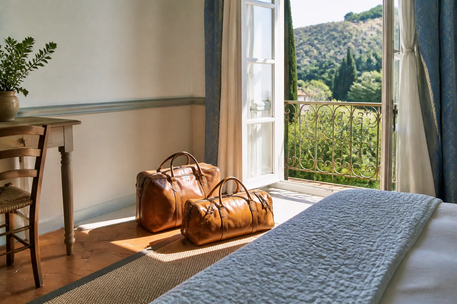Bagages et hébergement pour un voyage de noces — illustration générée par IA