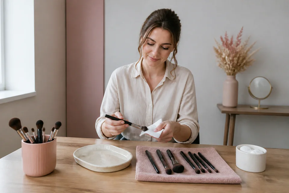 Préparation d’un maquillage de mariage — illustration générée par IA