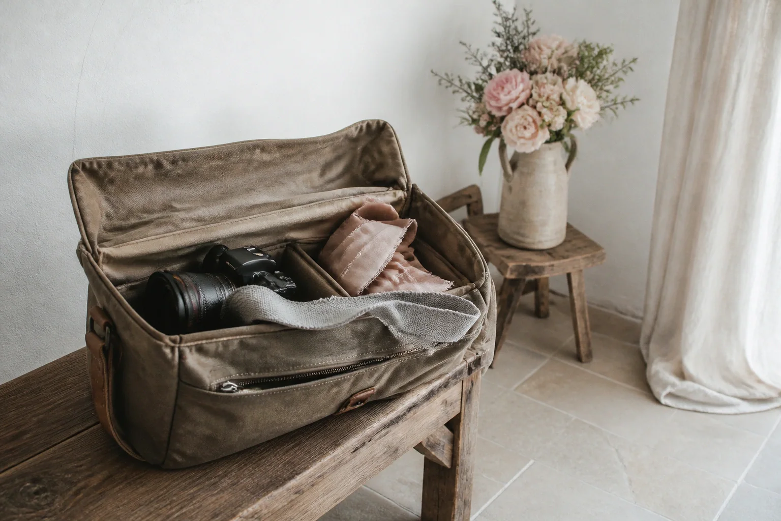 Appareil photo et accessoires de reportage de mariage — illustration générée par IA