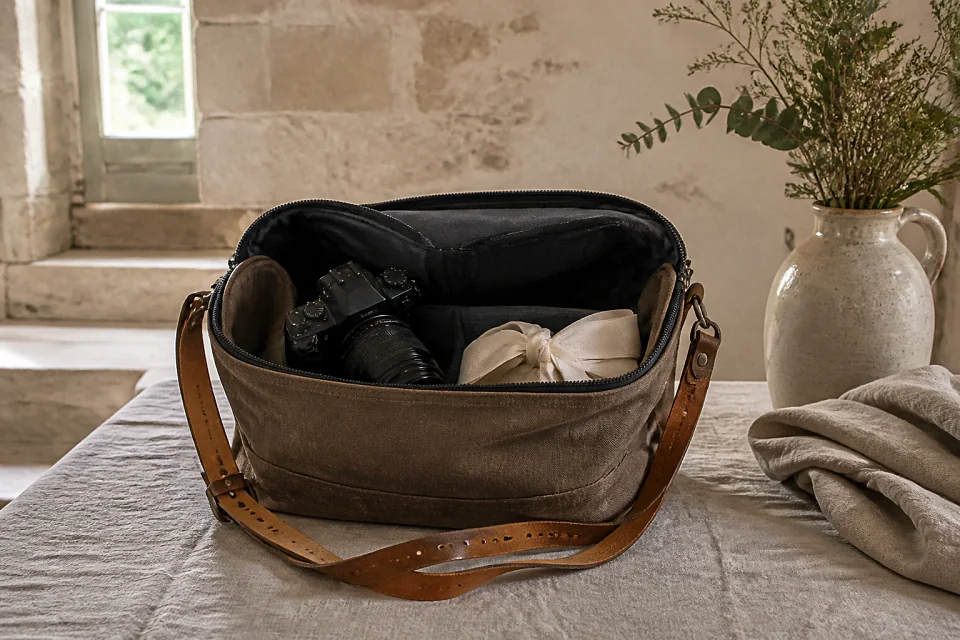 Appareil photo et accessoires de reportage de mariage — illustration générée par IA