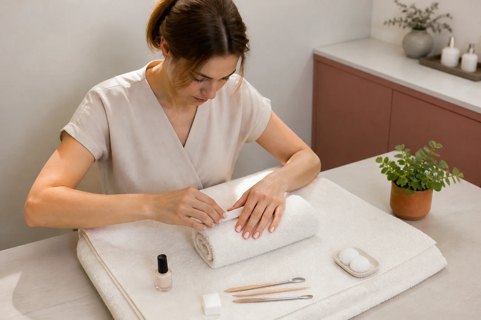 Préparation de soins esthétiques avant un mariage — illustration générée par IA