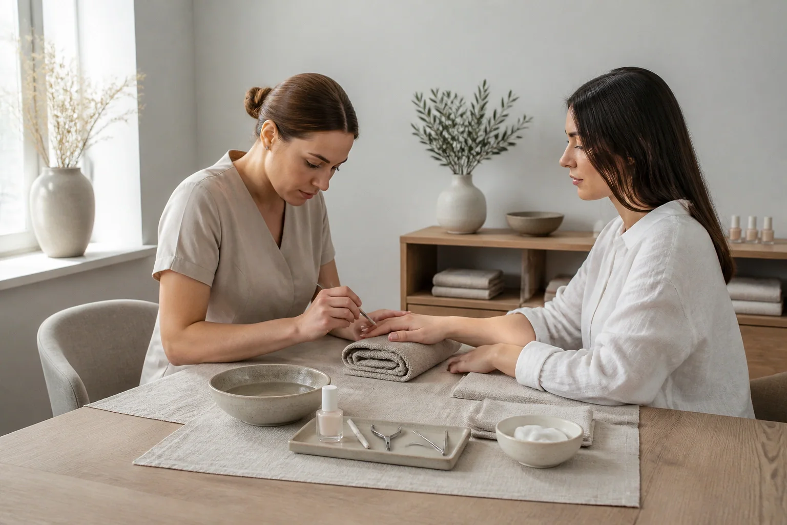 Préparation de soins esthétiques avant un mariage — illustration générée par IA