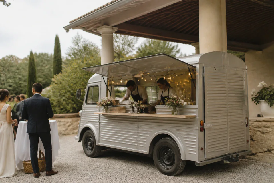 Service mobile de restauration pour une réception — illustration générée par IA
