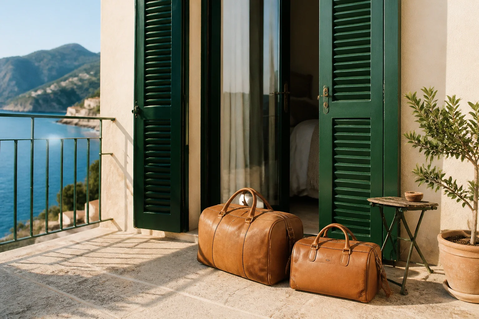 Bagages et hébergement pour un voyage de noces — illustration générée par IA