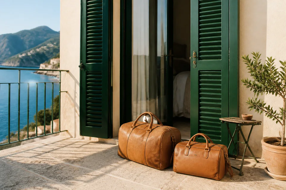 Bagages et hébergement pour un voyage de noces — illustration générée par IA