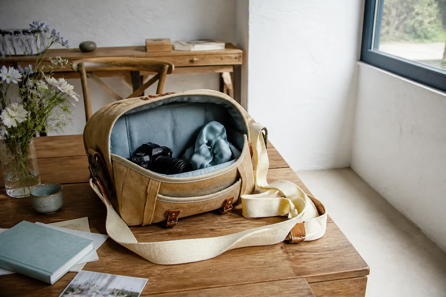 Appareil photo et accessoires de reportage de mariage — illustration générée par IA