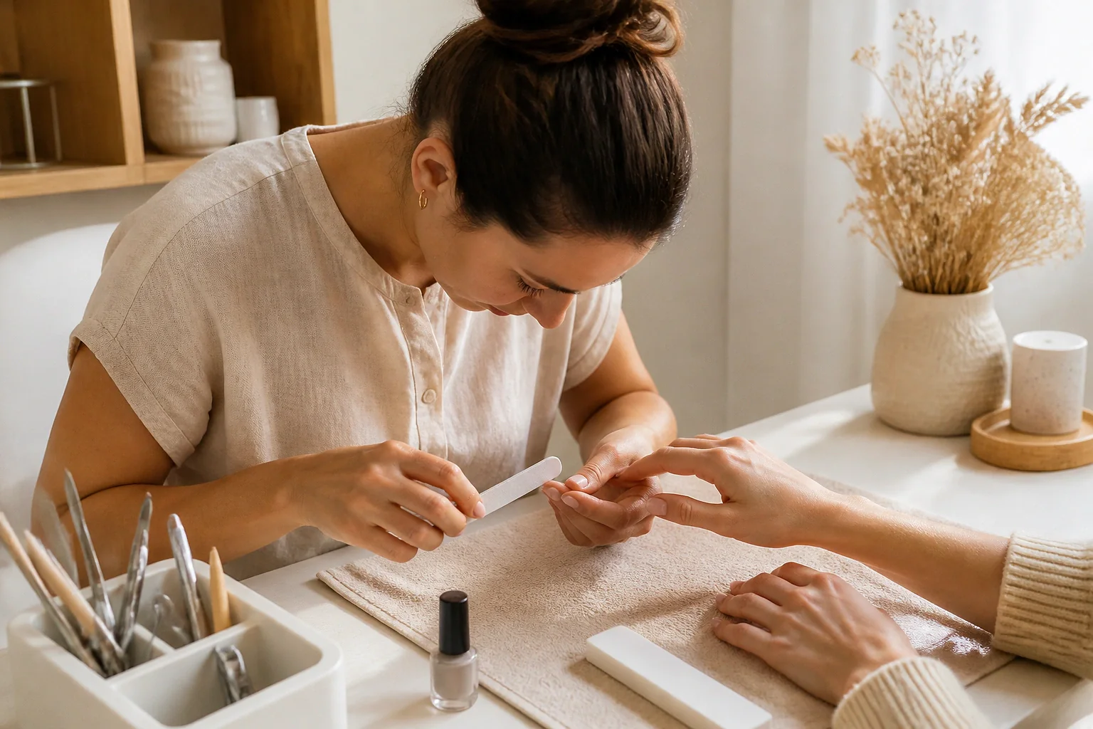 Préparation de soins esthétiques avant un mariage — illustration générée par IA