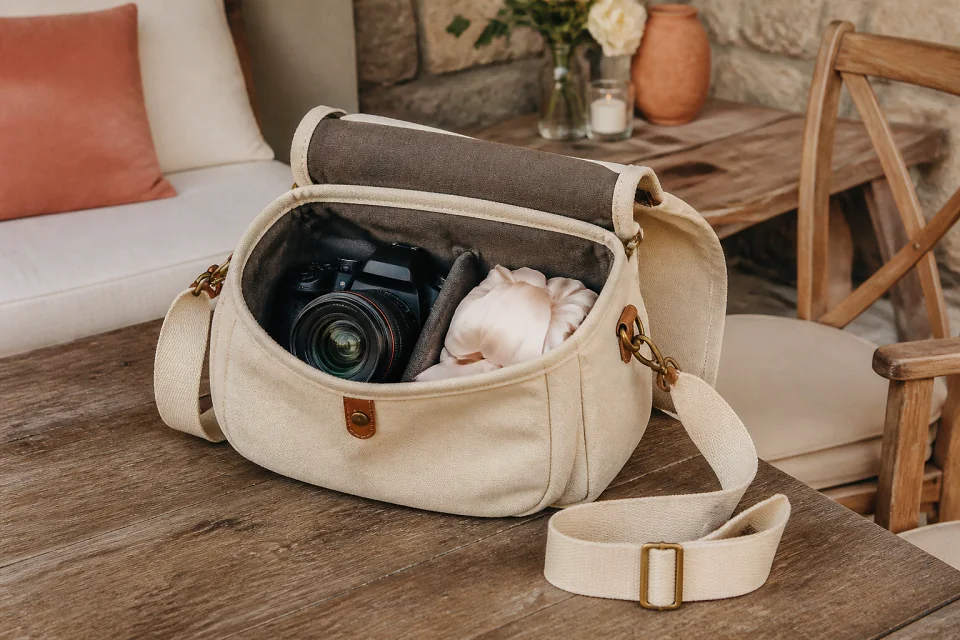 Appareil photo et accessoires de reportage de mariage — illustration générée par IA
