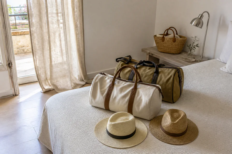 Bagages et hébergement pour un voyage de noces — illustration générée par IA