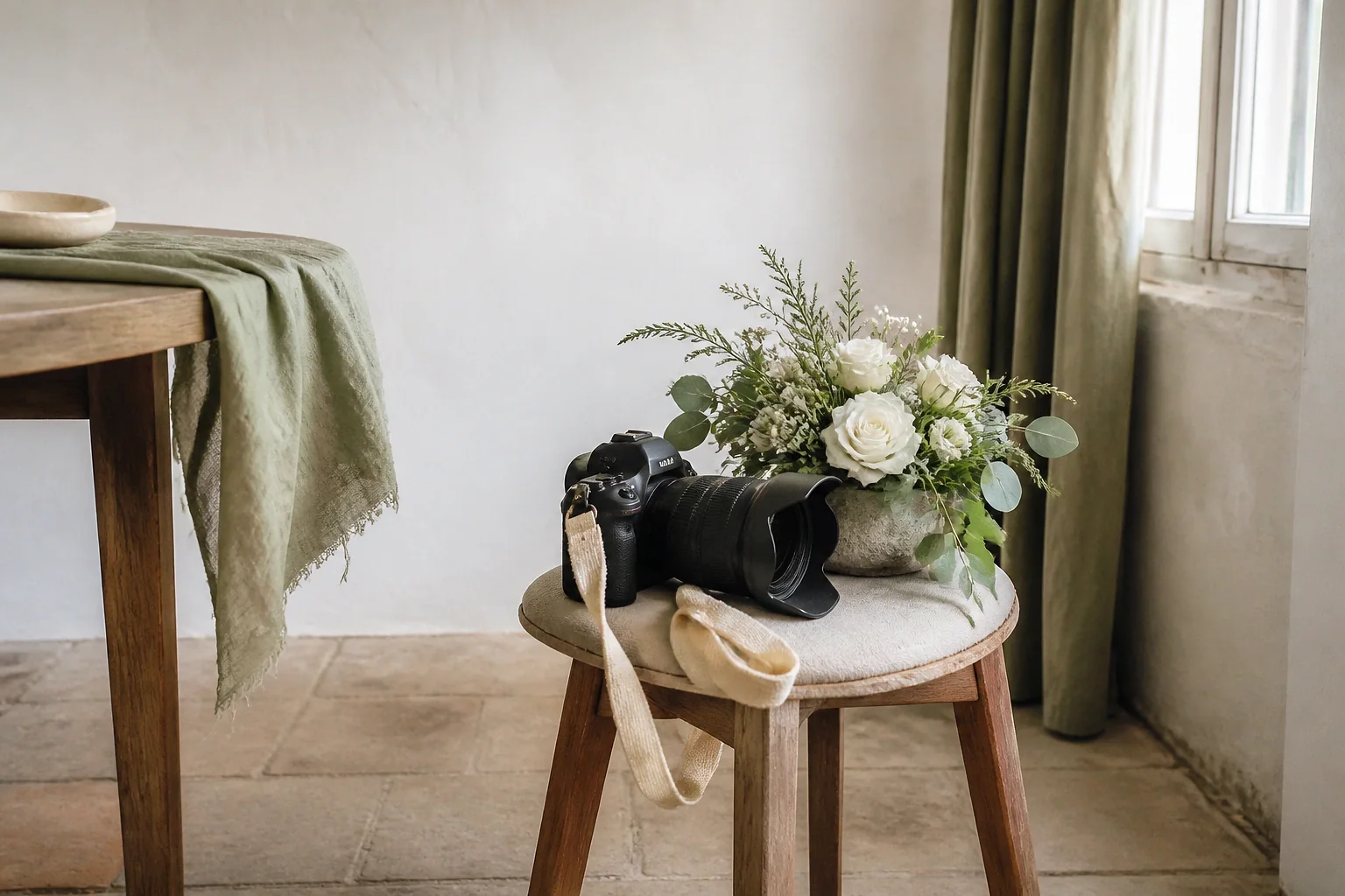 Appareil photo et accessoires de reportage de mariage — illustration générée par IA