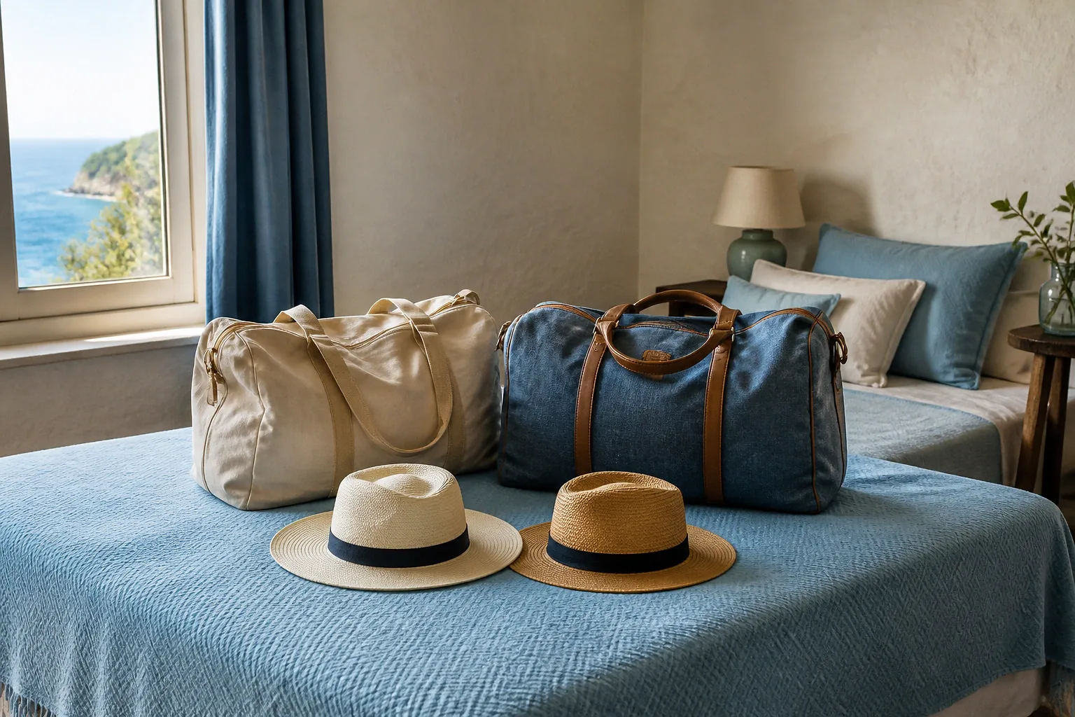Bagages et hébergement pour un voyage de noces — illustration générée par IA