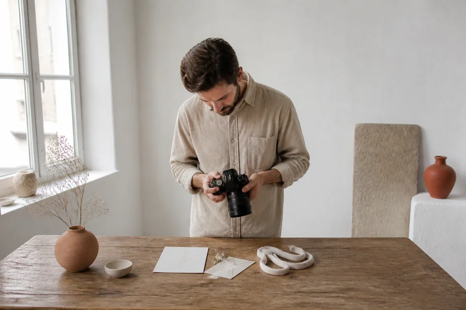 Appareil photo et accessoires de reportage de mariage — illustration générée par IA