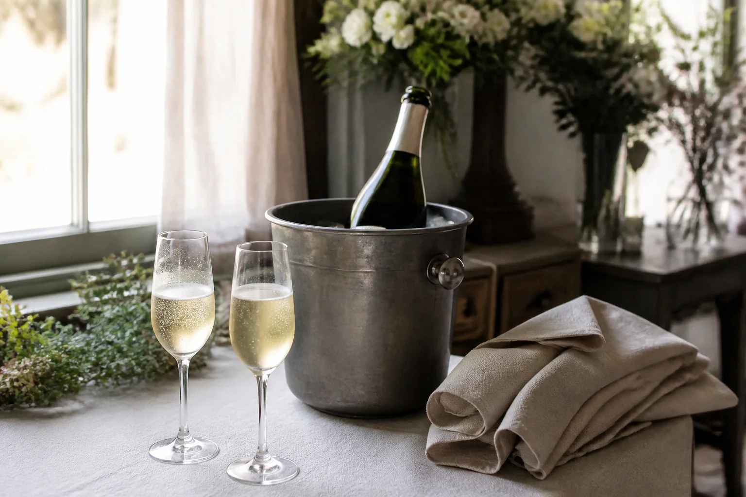 Sélection de boissons pour une réception de mariage — illustration générée par IA