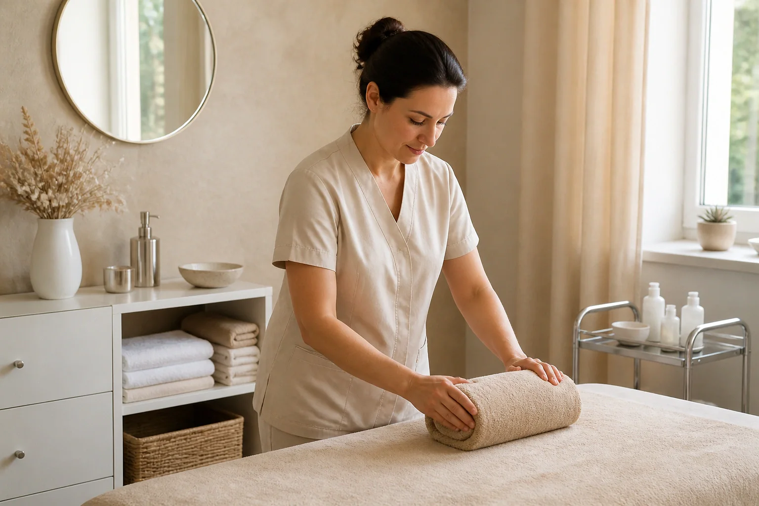 Préparation de soins esthétiques avant un mariage — illustration générée par IA