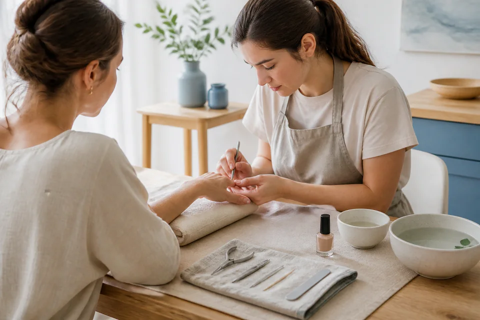 Préparation de soins esthétiques avant un mariage — illustration générée par IA