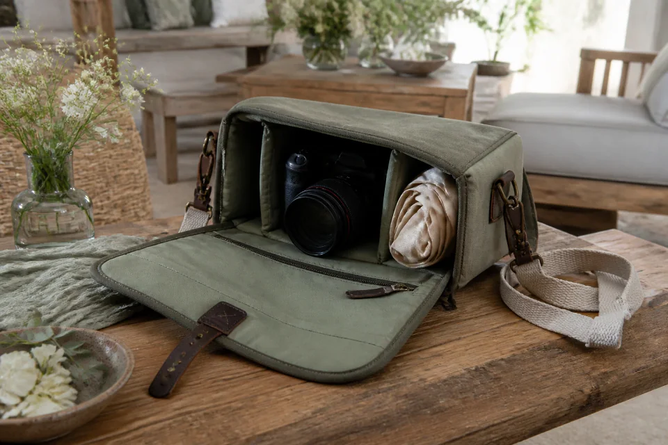 Appareil photo et accessoires de reportage de mariage — illustration générée par IA