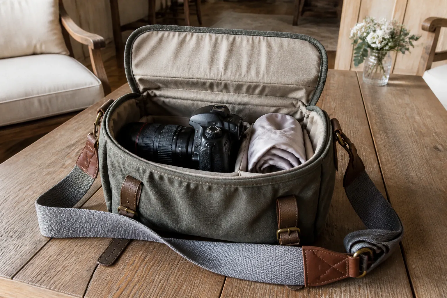 Appareil photo et accessoires de reportage de mariage — illustration générée par IA