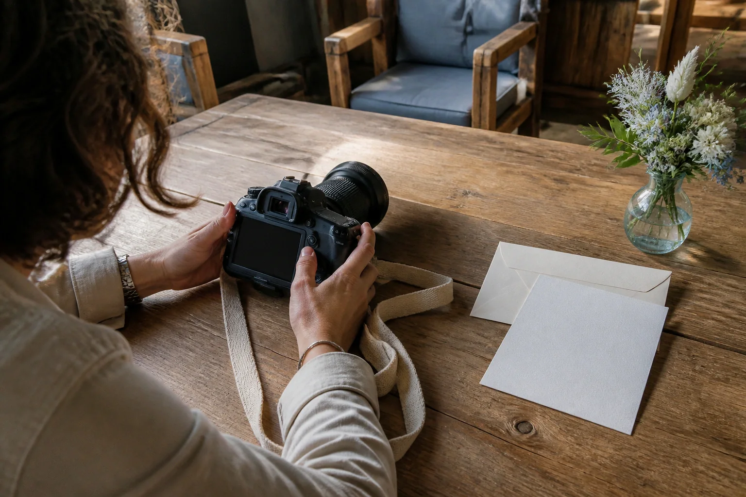 Appareil photo et accessoires de reportage de mariage — illustration générée par IA