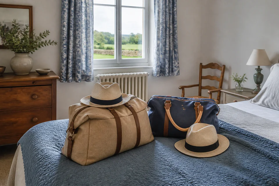Bagages et hébergement pour un voyage de noces — illustration générée par IA