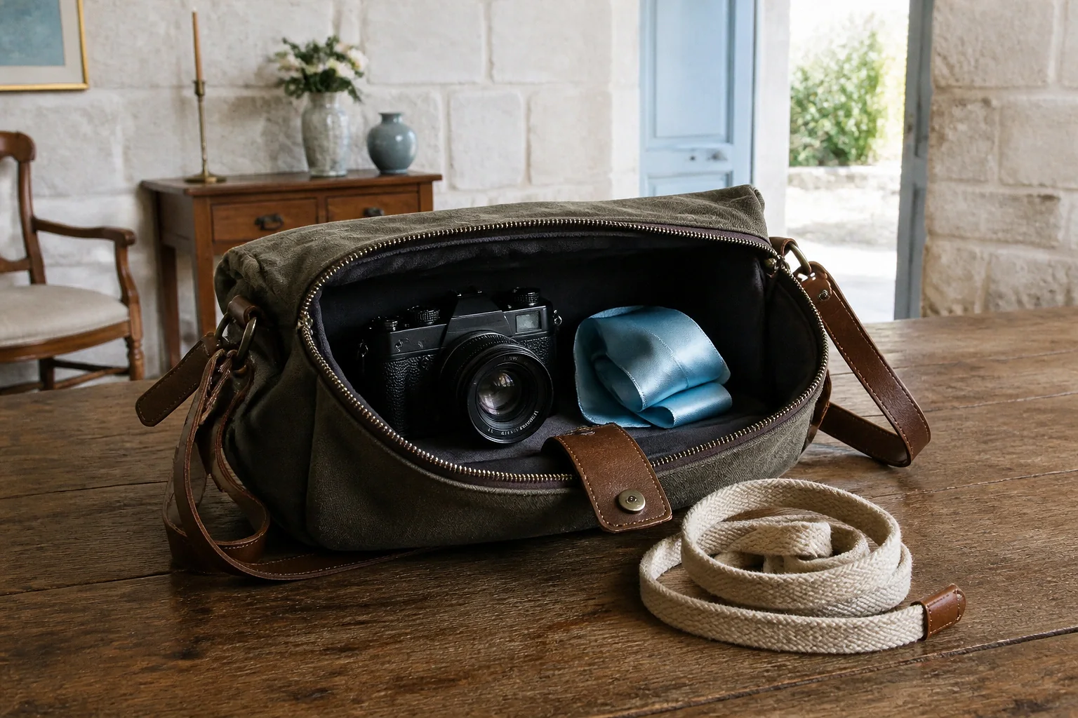 Appareil photo et accessoires de reportage de mariage — illustration générée par IA