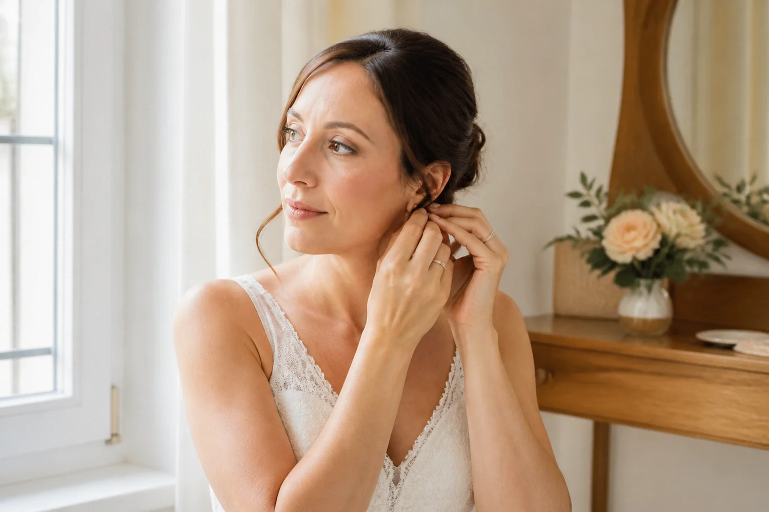 Préparation d’un maquillage de mariage — illustration générée par IA