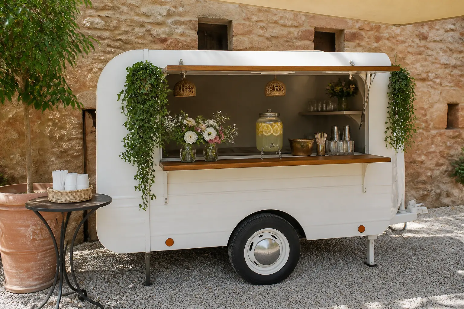 Service mobile de restauration pour une réception — illustration générée par IA