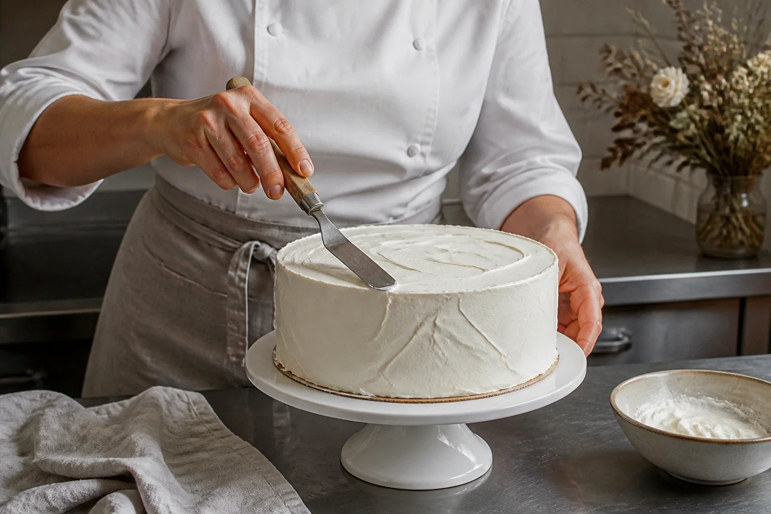 Gâteau de mariage préparé dans un atelier — illustration générée par IA