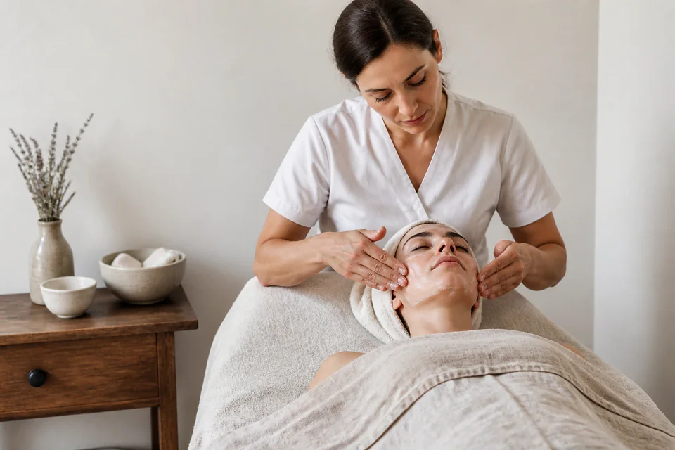 Préparation de soins esthétiques avant un mariage — illustration générée par IA