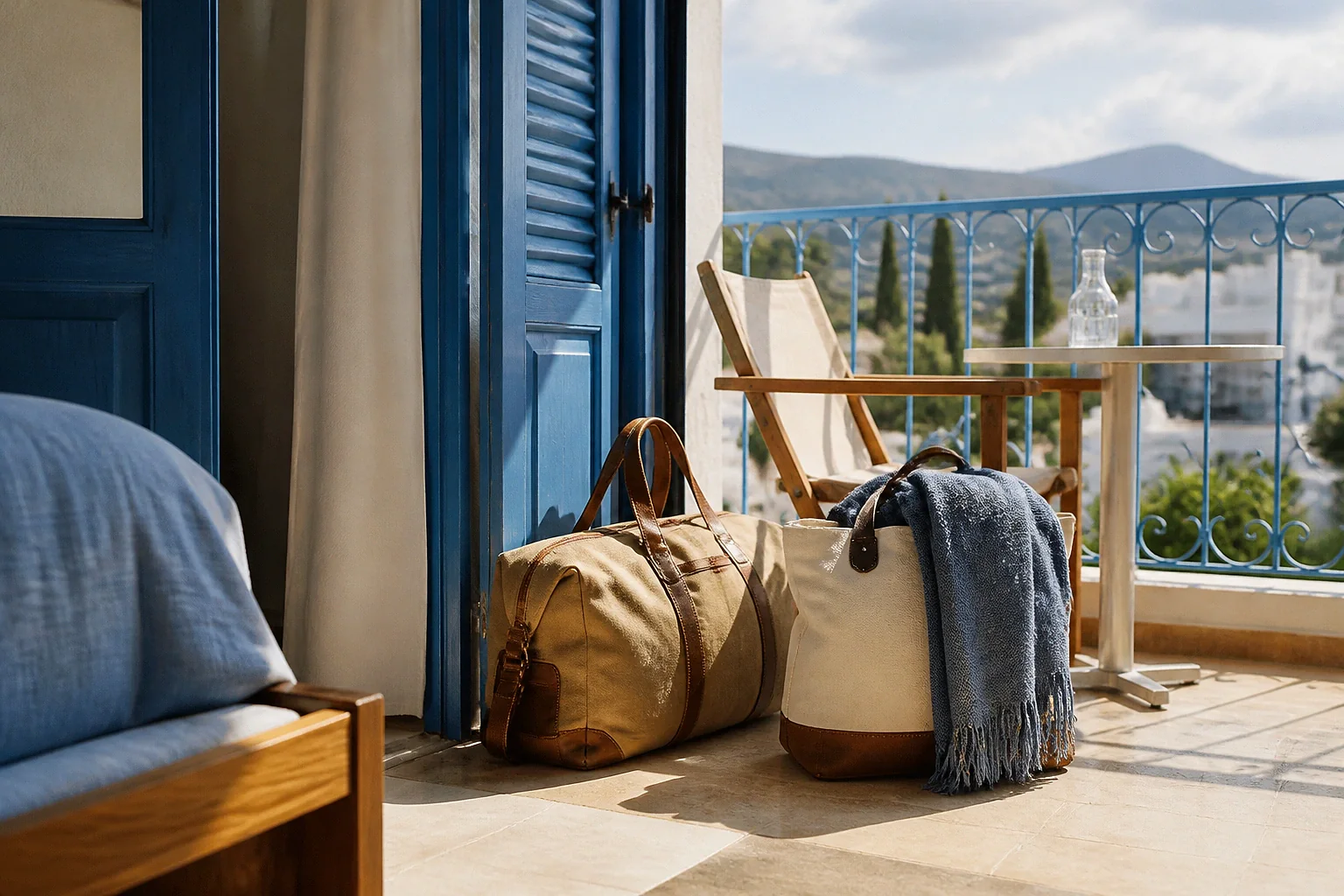 Bagages et hébergement pour un voyage de noces — illustration générée par IA