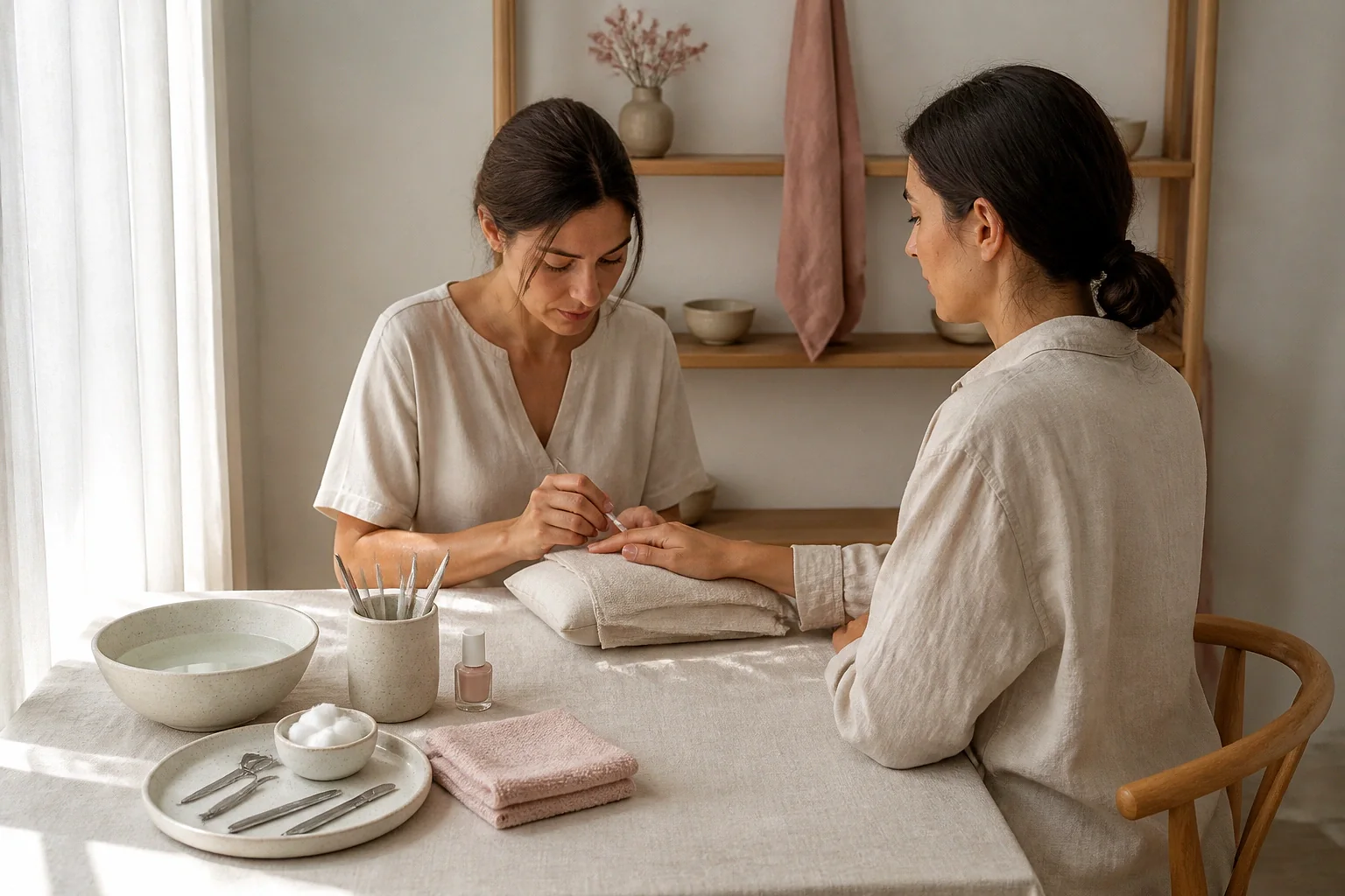 Préparation de soins esthétiques avant un mariage — illustration générée par IA