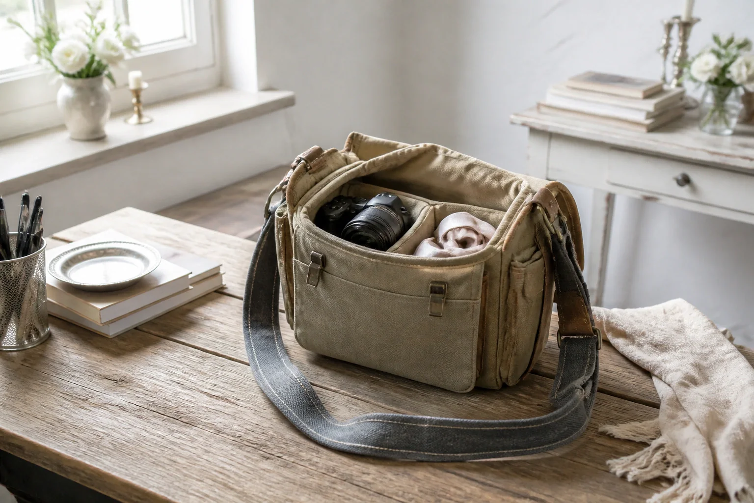 Appareil photo et accessoires de reportage de mariage — illustration générée par IA