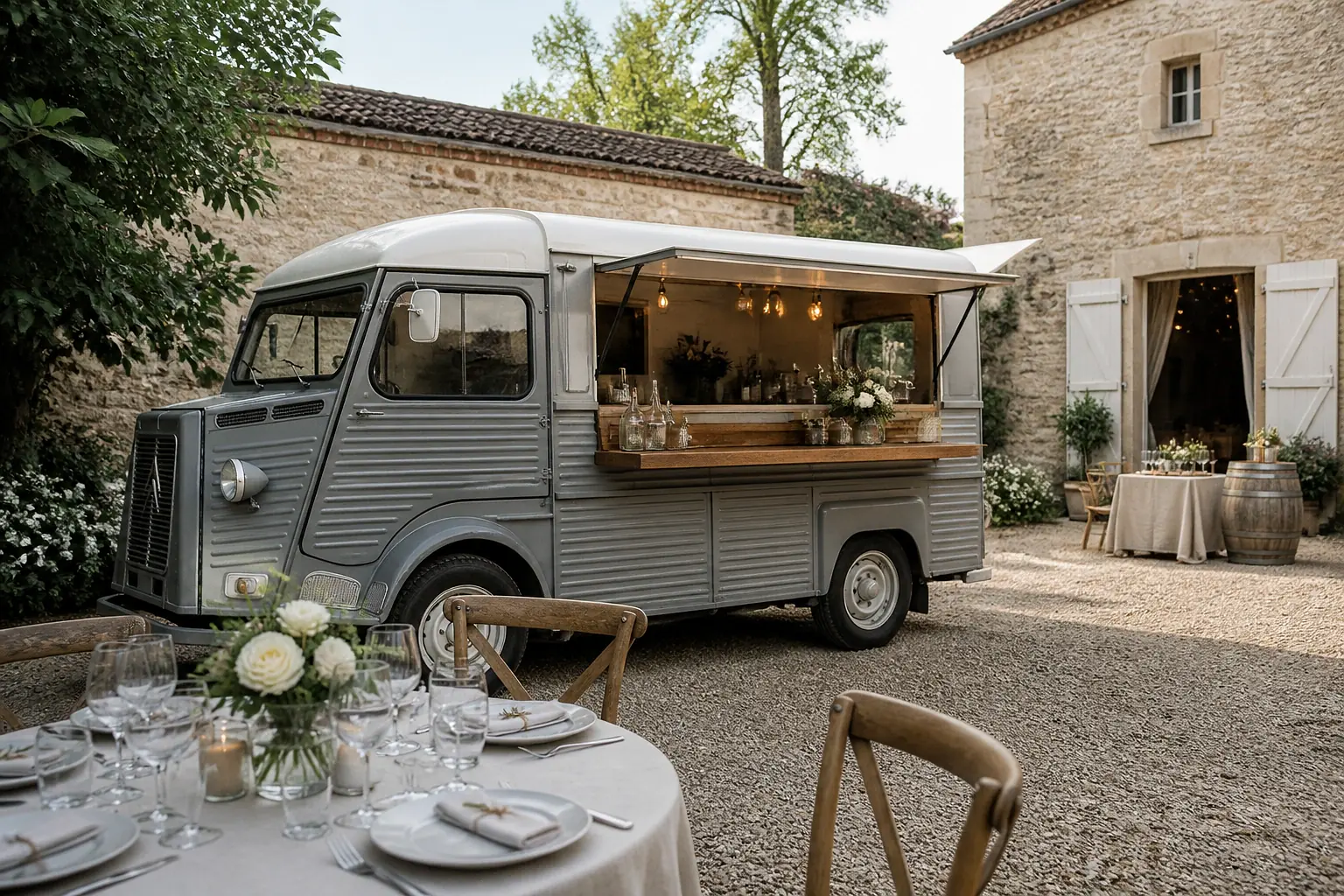 Service mobile de restauration pour une réception — illustration générée par IA