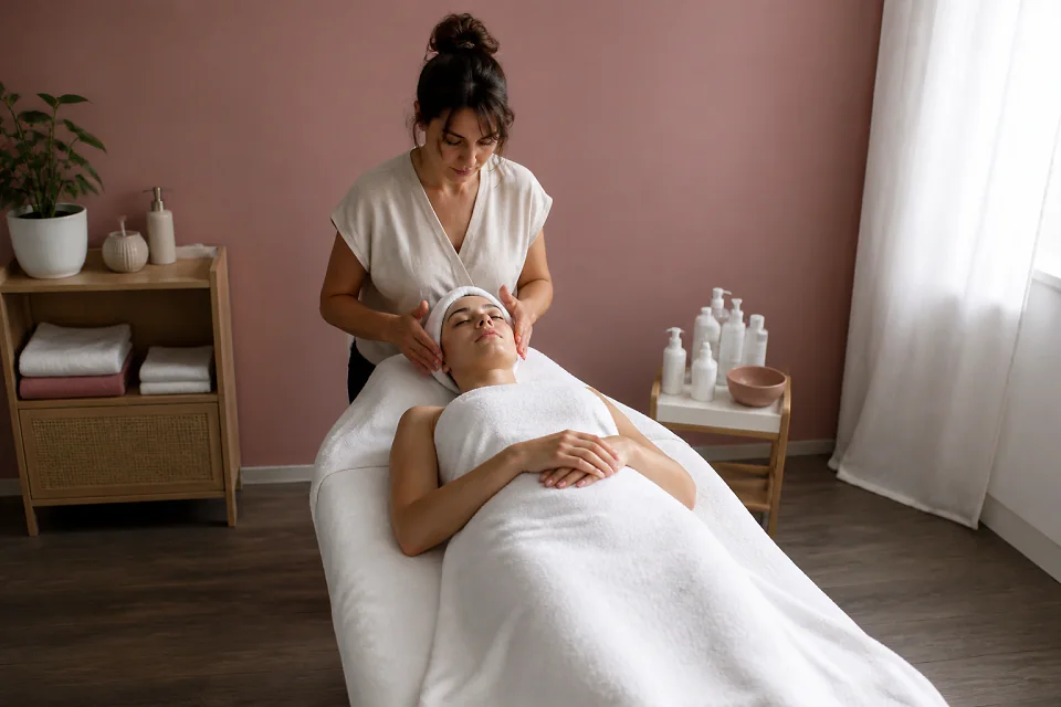 Préparation de soins esthétiques avant un mariage — illustration générée par IA