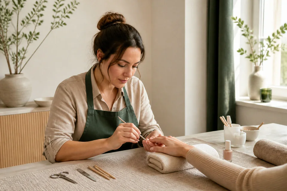 Préparation de soins esthétiques avant un mariage — illustration générée par IA