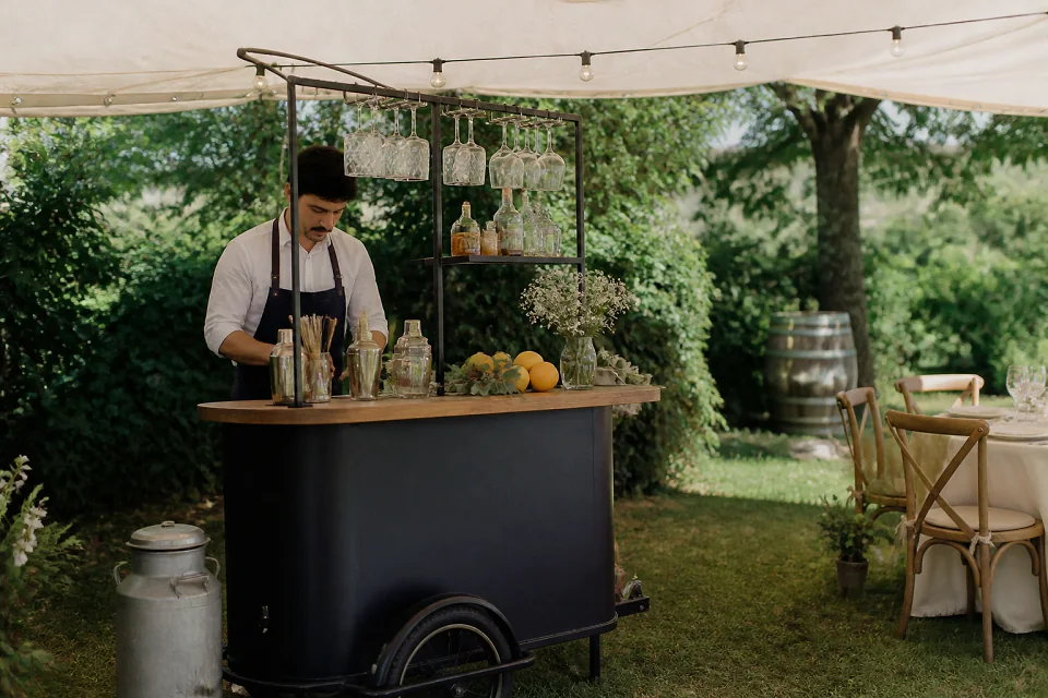 Service mobile de restauration pour une réception — illustration générée par IA