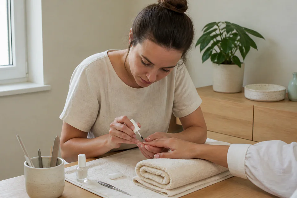 Préparation de soins esthétiques avant un mariage — illustration générée par IA