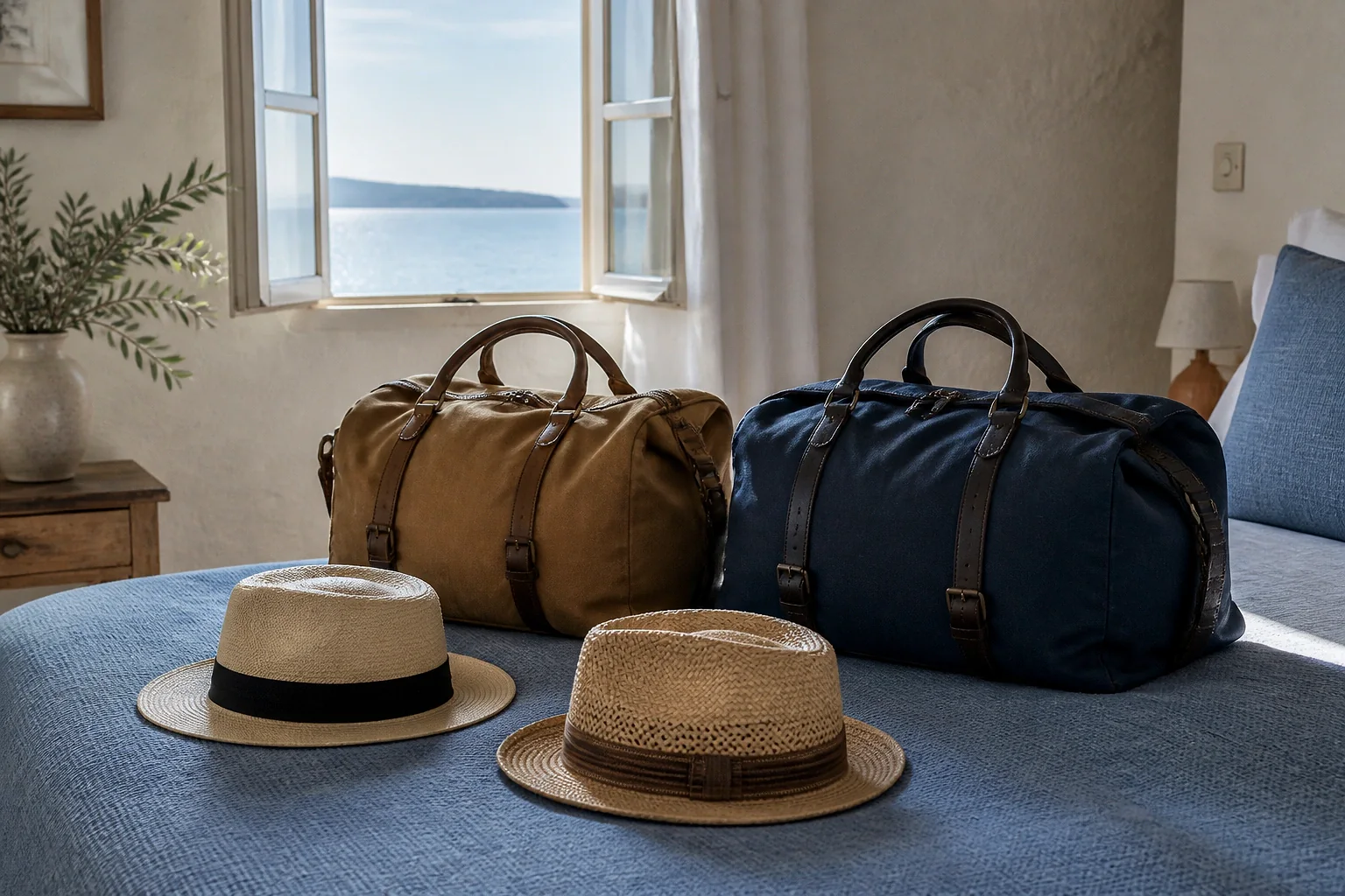 Bagages et hébergement pour un voyage de noces — illustration générée par IA