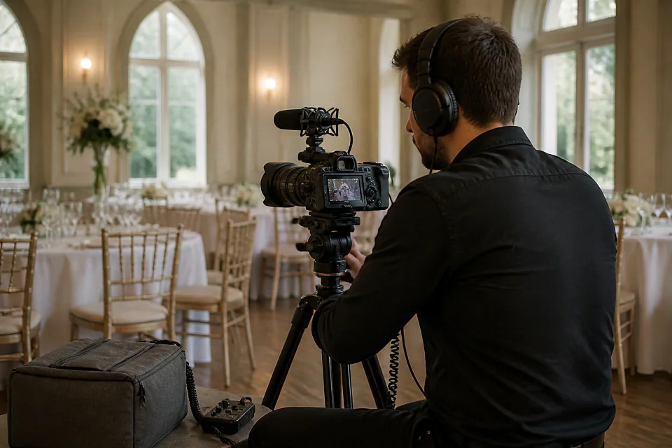 Matériel de tournage pour un film de mariage — illustration générée par IA