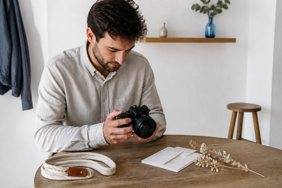Appareil photo et accessoires de reportage de mariage — illustration générée par IA