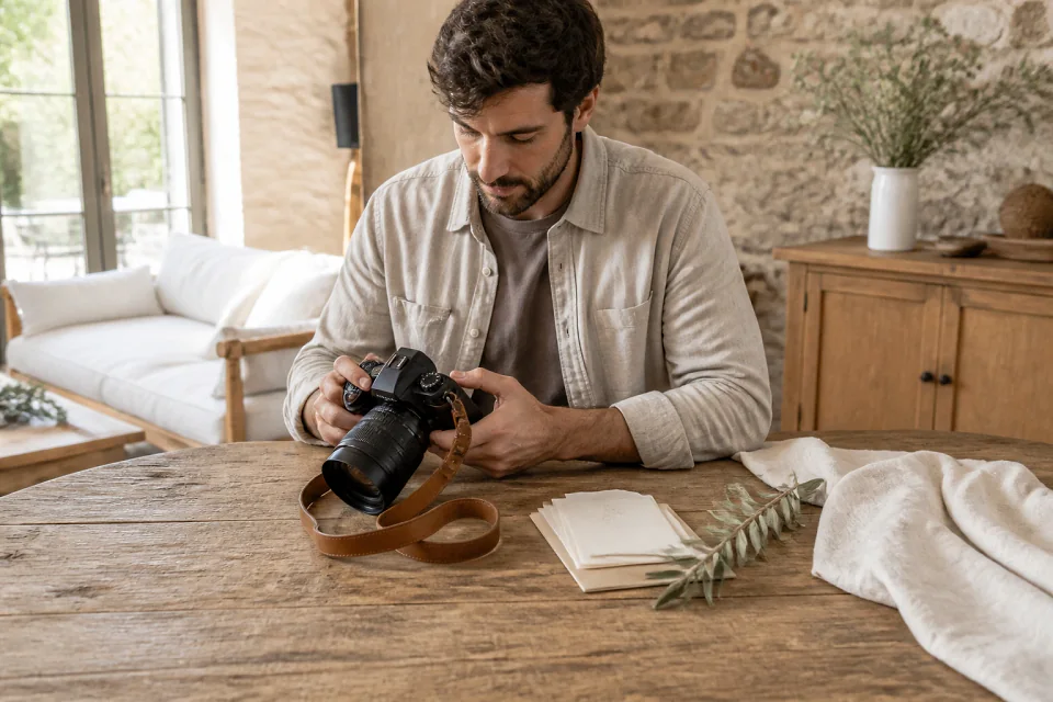 Appareil photo et accessoires de reportage de mariage — illustration générée par IA
