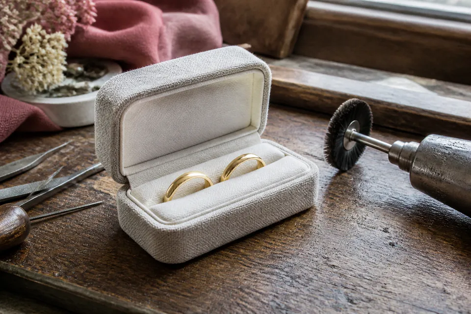 Alliances et travail de bijouterie de mariage — illustration générée par IA