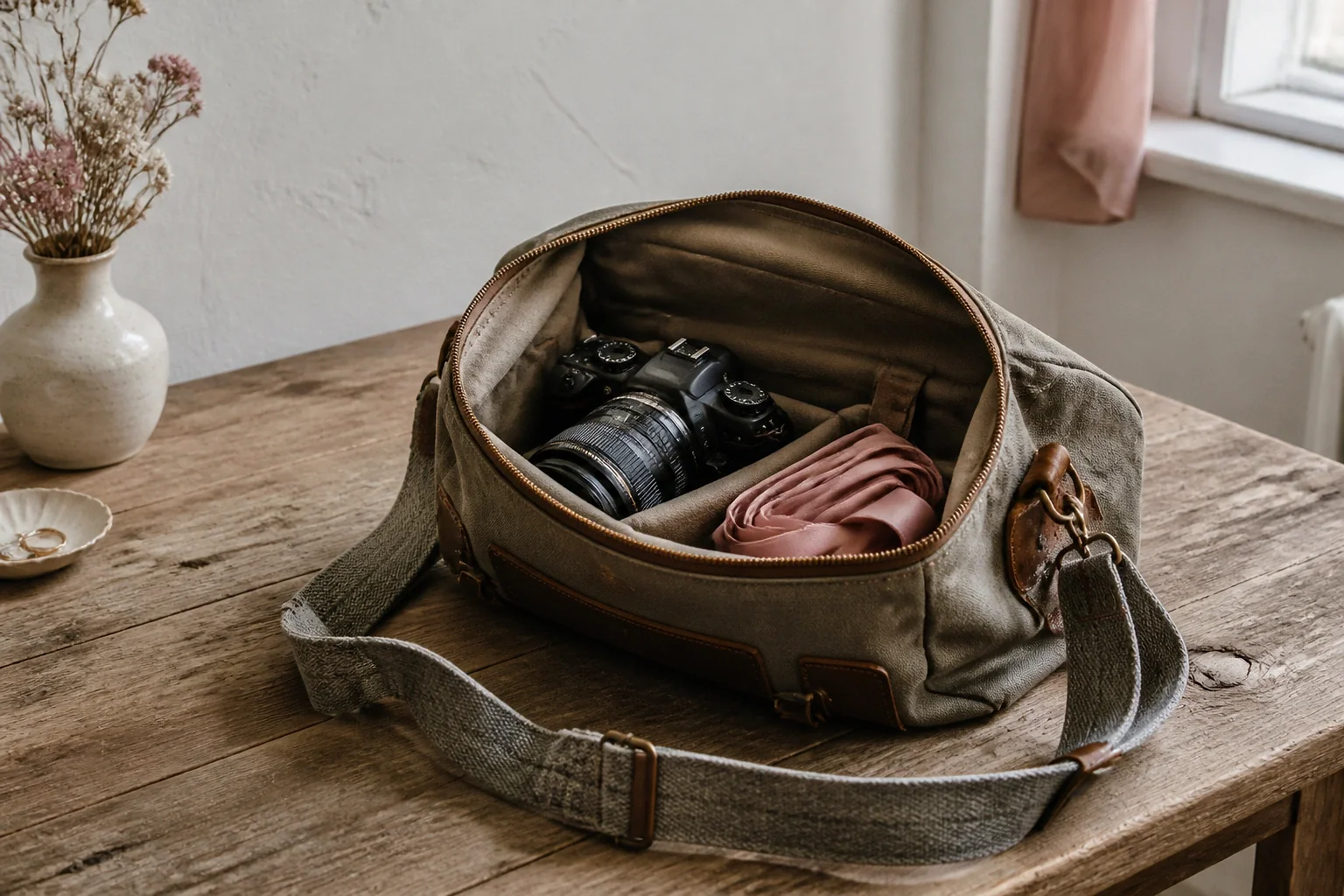 Appareil photo et accessoires de reportage de mariage — illustration générée par IA