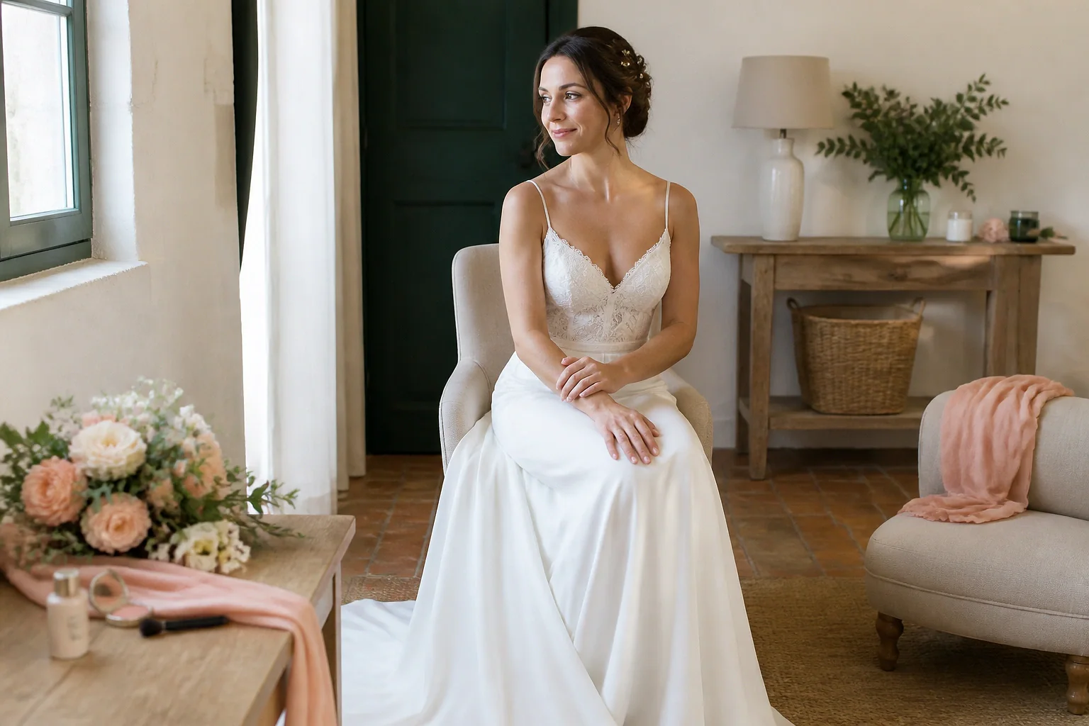 Préparation d’un maquillage de mariage — illustration générée par IA