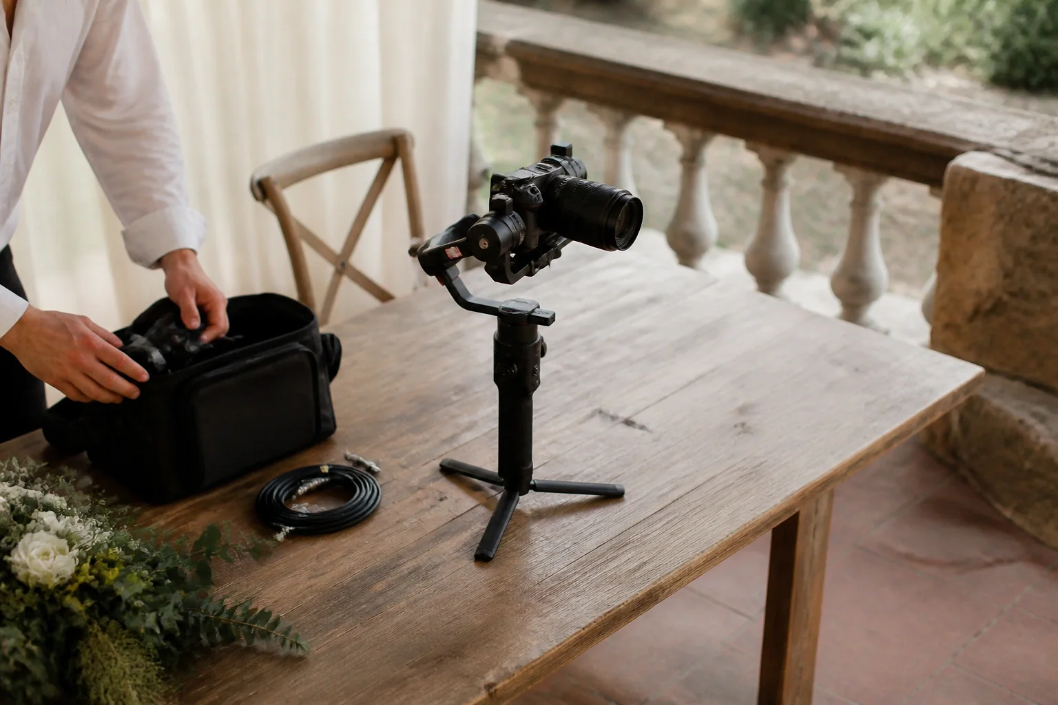 Matériel de tournage pour un film de mariage — illustration générée par IA
