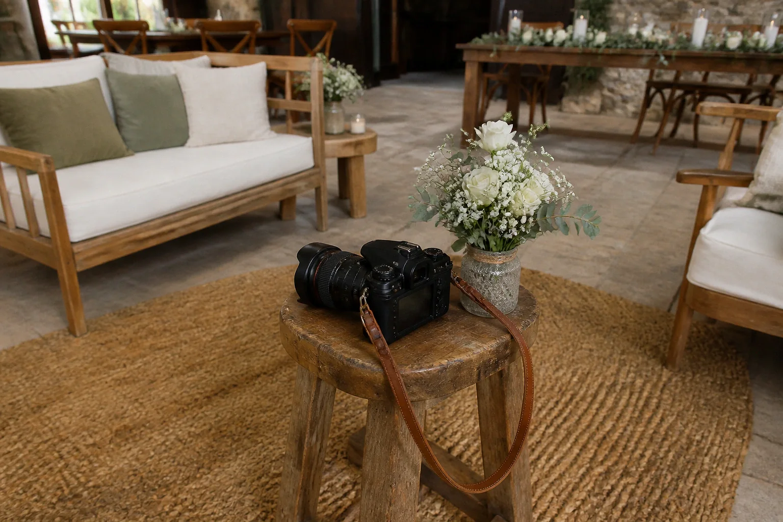 Appareil photo et accessoires de reportage de mariage — illustration générée par IA