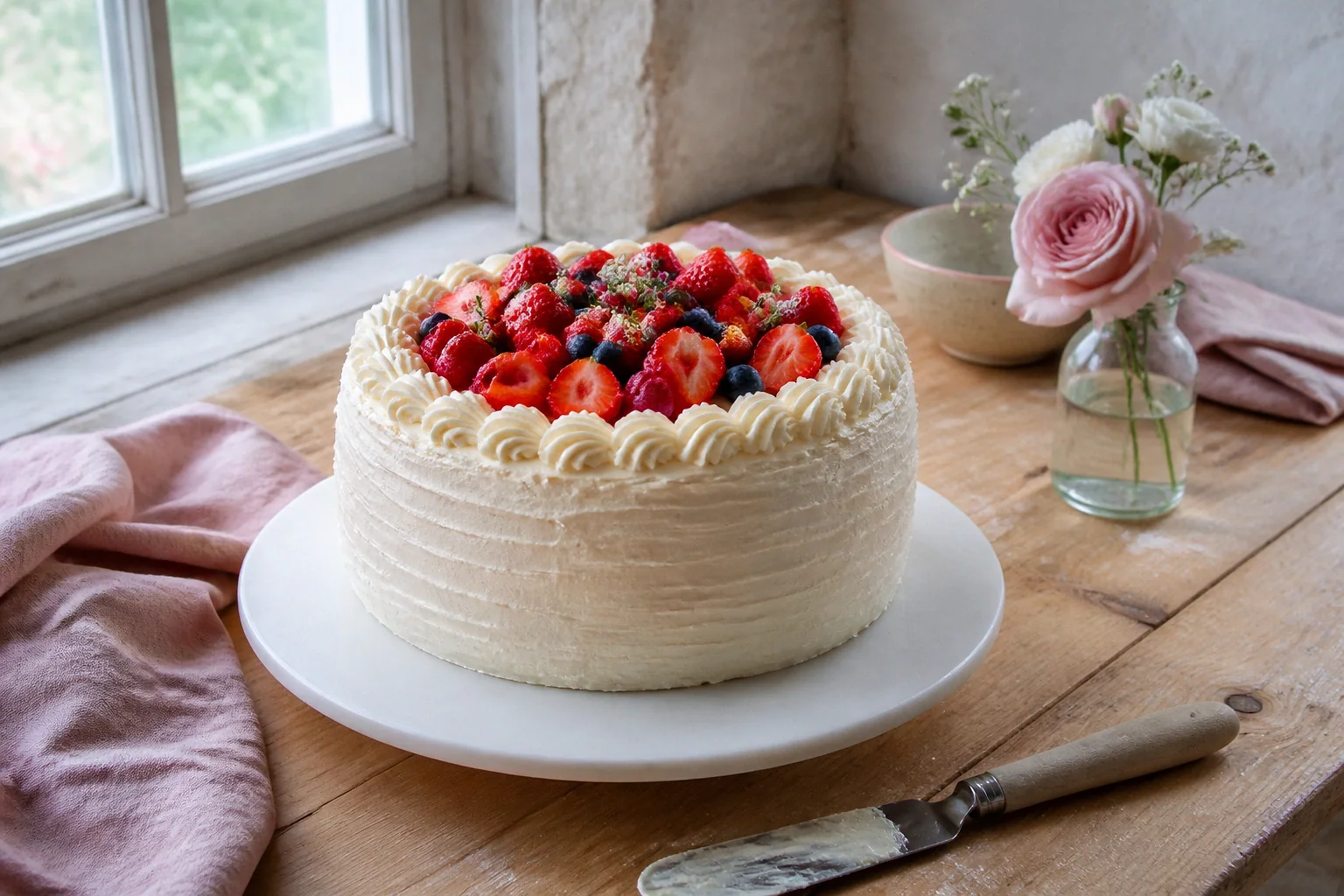 Gâteau de mariage préparé dans un atelier — illustration générée par IA