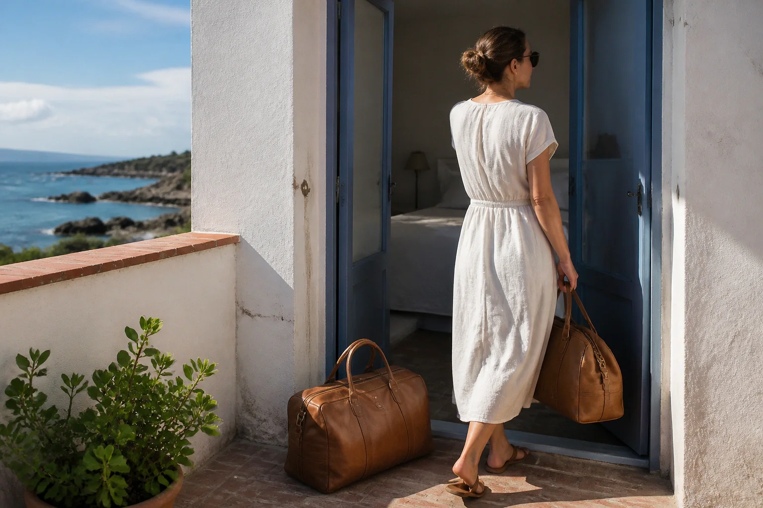 Bagages et hébergement pour un voyage de noces — illustration générée par IA