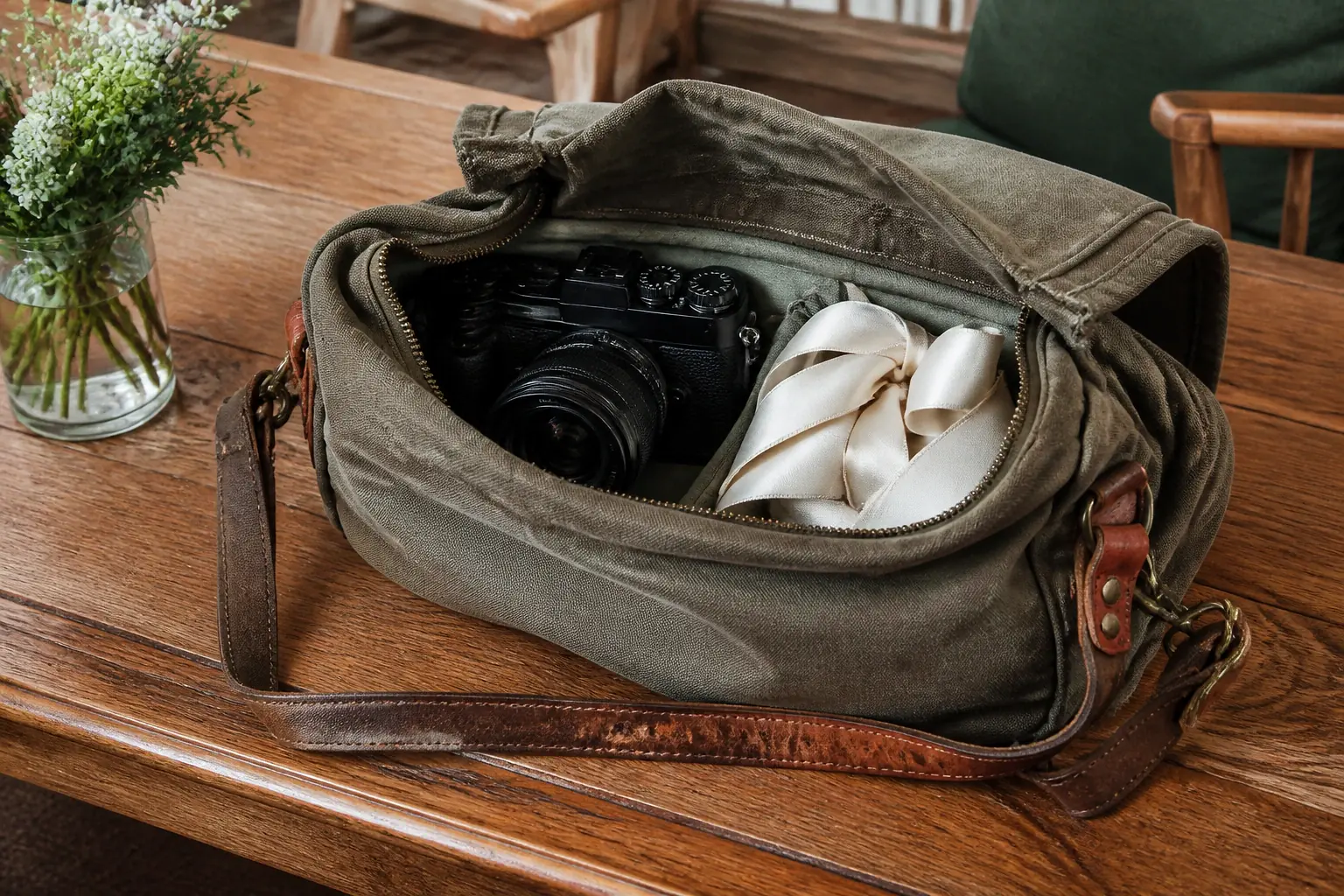 Appareil photo et accessoires de reportage de mariage — illustration générée par IA