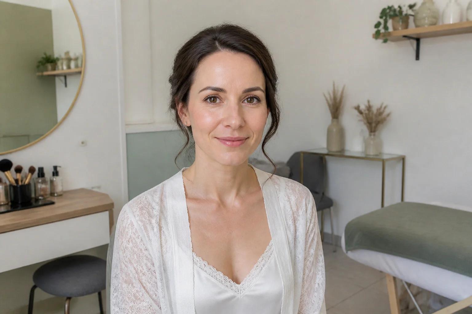 Préparation d’un maquillage de mariage — illustration générée par IA